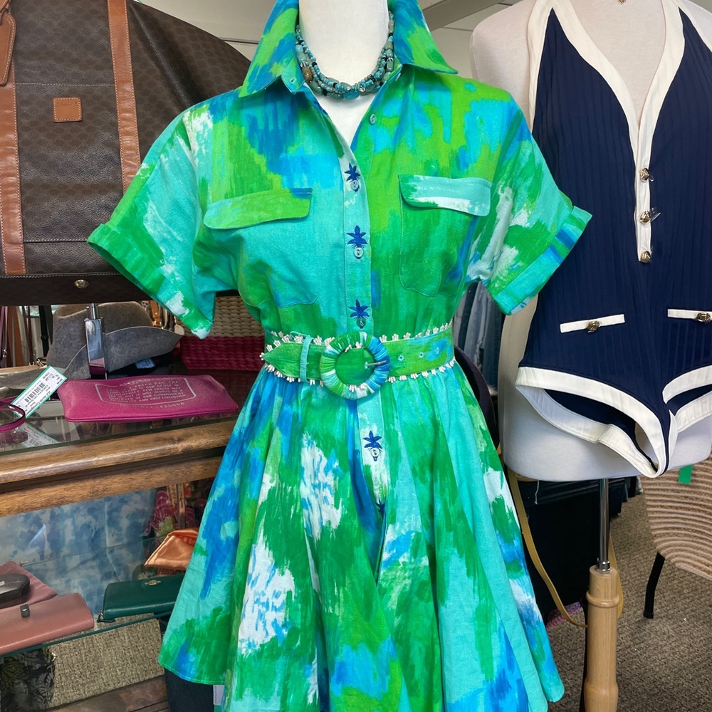 HEMANT & NANDITA Green and Blue Dress